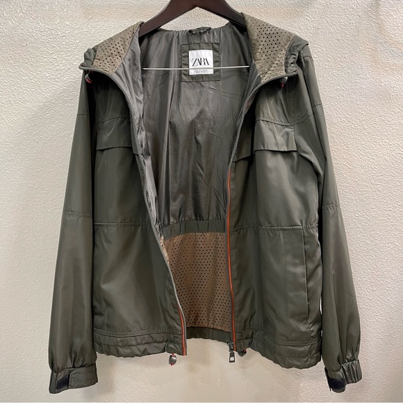 Men’s Zara long sleeve windbreaker medium olive jacket outerwear - medium - Picture 6 of 7